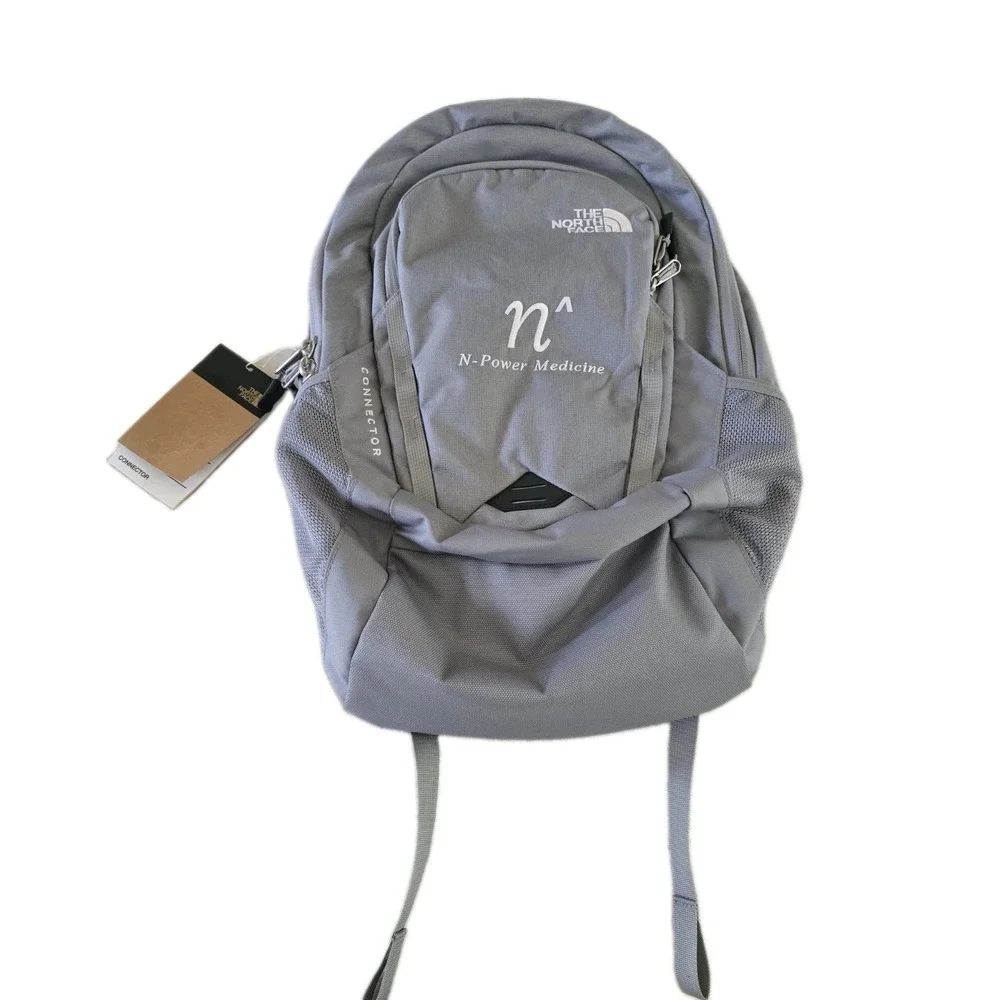 The North Face Connector Gray Backpack Laptop Pockets 28 L N Medicine Logo